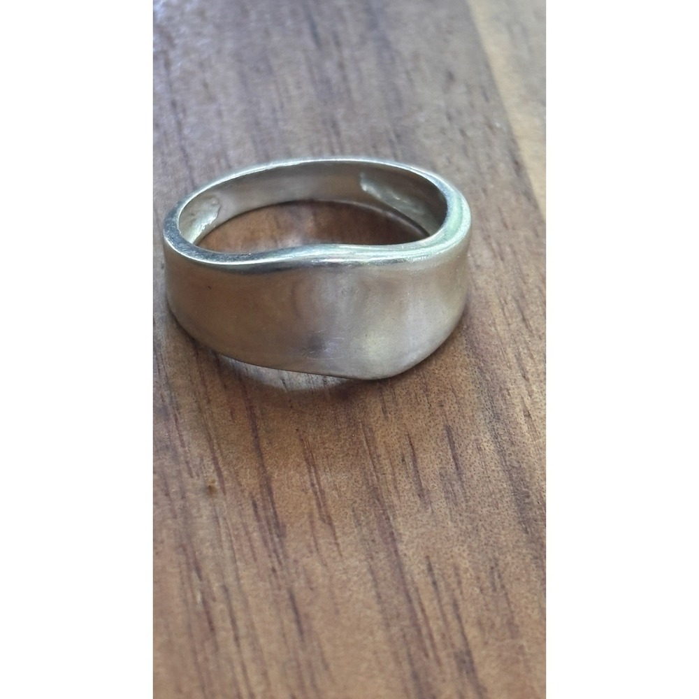 Vtg Sterling Silver Modernist Wave Ring 925 Sz 9 Wide Band